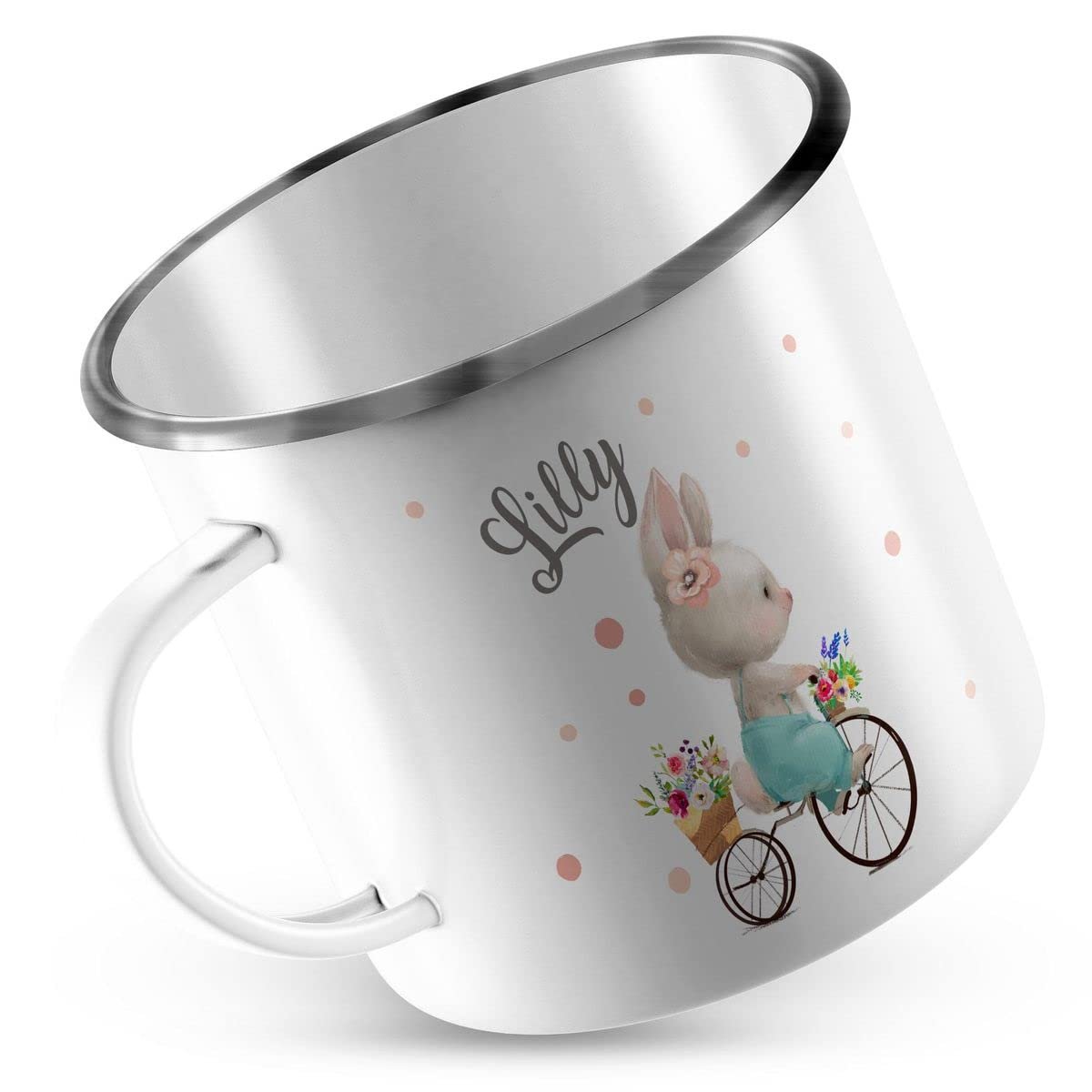 Емальована кружка miKalino для дівчинки - дитяча кружка з кроликом, біла, фото №3 Емальована кружка miKalino для дівчинки - дитяча кружка з кроликом, біла, фото №3