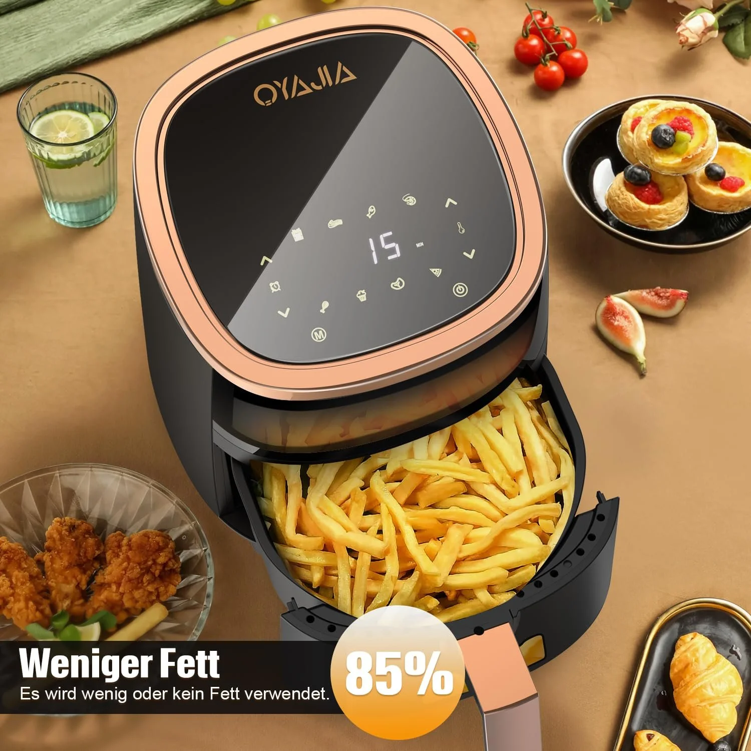 Мультипіч 6L Airfryer 8 програм Rapid Air Technology сенсорний екран оглядове вікно чорна, фото №3 Мультипіч 6L Airfryer 8 програм Rapid Air Technology сенсорний екран оглядове вікно чорна, фото №3