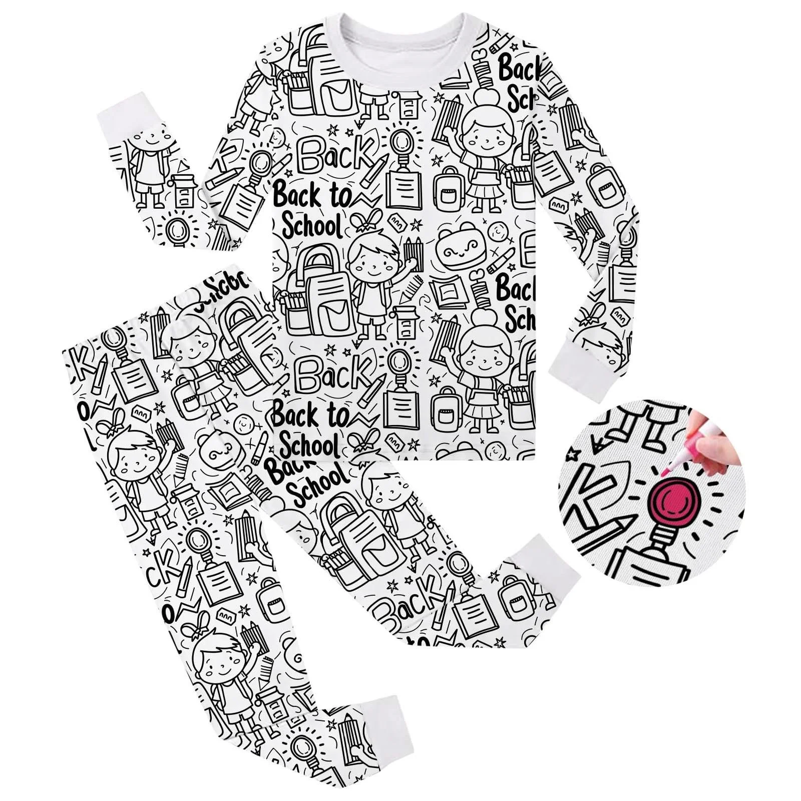 Піжама Roobeety для дівчаток, піжамний набір для розфарбовування, фото №3