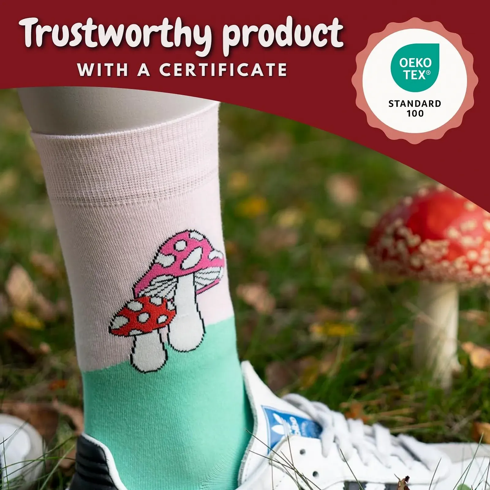 Носки soxo Pilze Мужские Забавные подарки для женщин Собиратели грибов Хлопковые носки 2 размера 1-4 пары, фото №4 Носки soxo Pilze Мужские Забавные подарки для женщин Собиратели грибов Хлопковые носки 2 размера 1-4 пары, фото №4