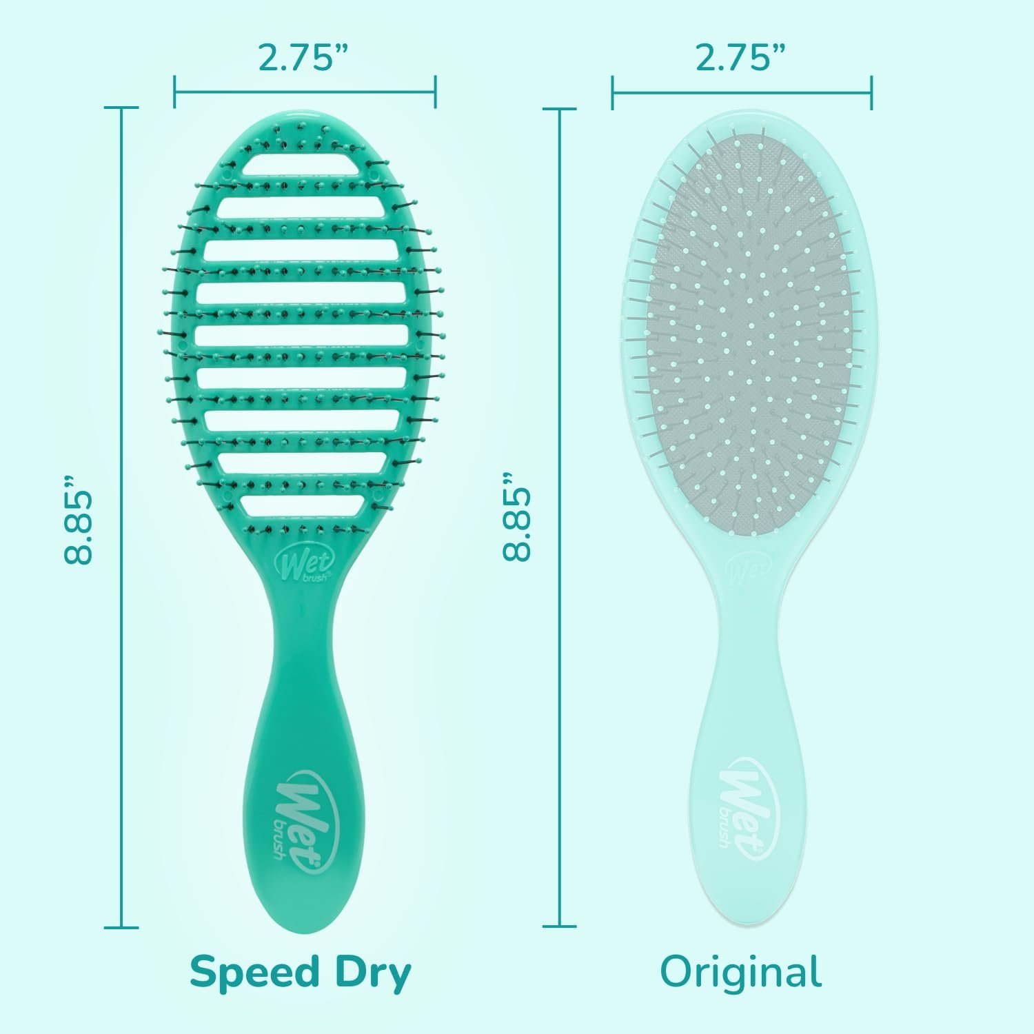 Щітка WetBrush Speed Dry Detangler з термостійкою щетиною Heatflex та відкритою вентильованою конструкцією для швидкого сушіння волосся, колір аква, фото №5