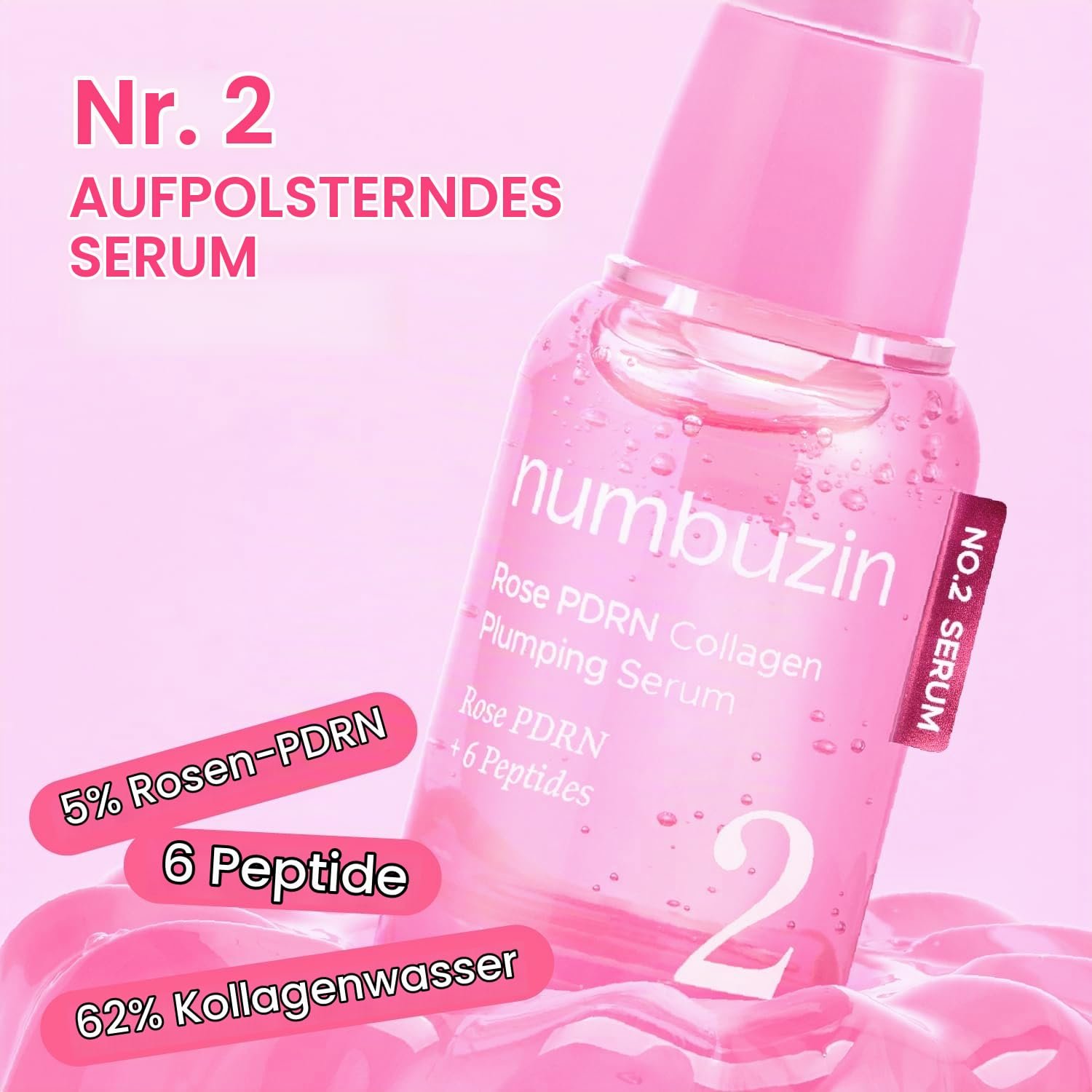 Сироватка numbuzin No.2 Rose PDRN Collagen Plumping 1.01 фл. унц., фото №2 Сироватка numbuzin No.2 Rose PDRN Collagen Plumping 1.01 фл. унц., фото №2