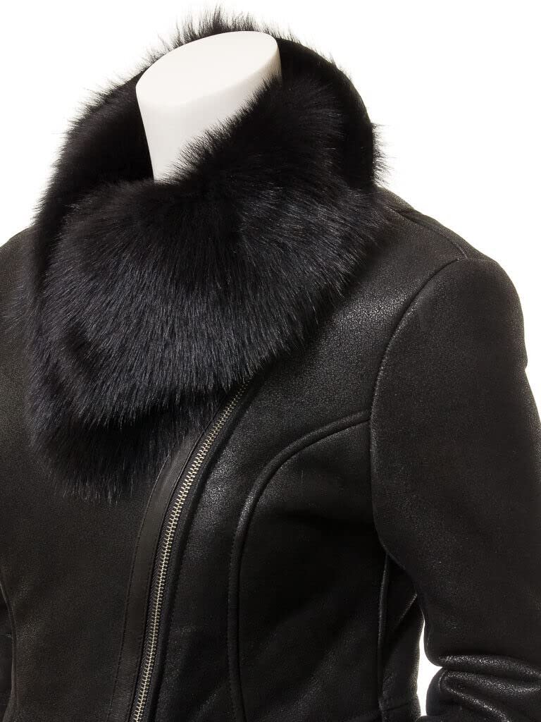 Кожаная куртка Infinity Leather Lambskin Motorcycle Sheepskin Aviator Leather Merino для женщин, фото №5