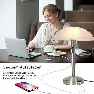 Настільна лампа з сенсорним димером матова латунь скло алебастр срібляста synthetic.ua - Фото 1