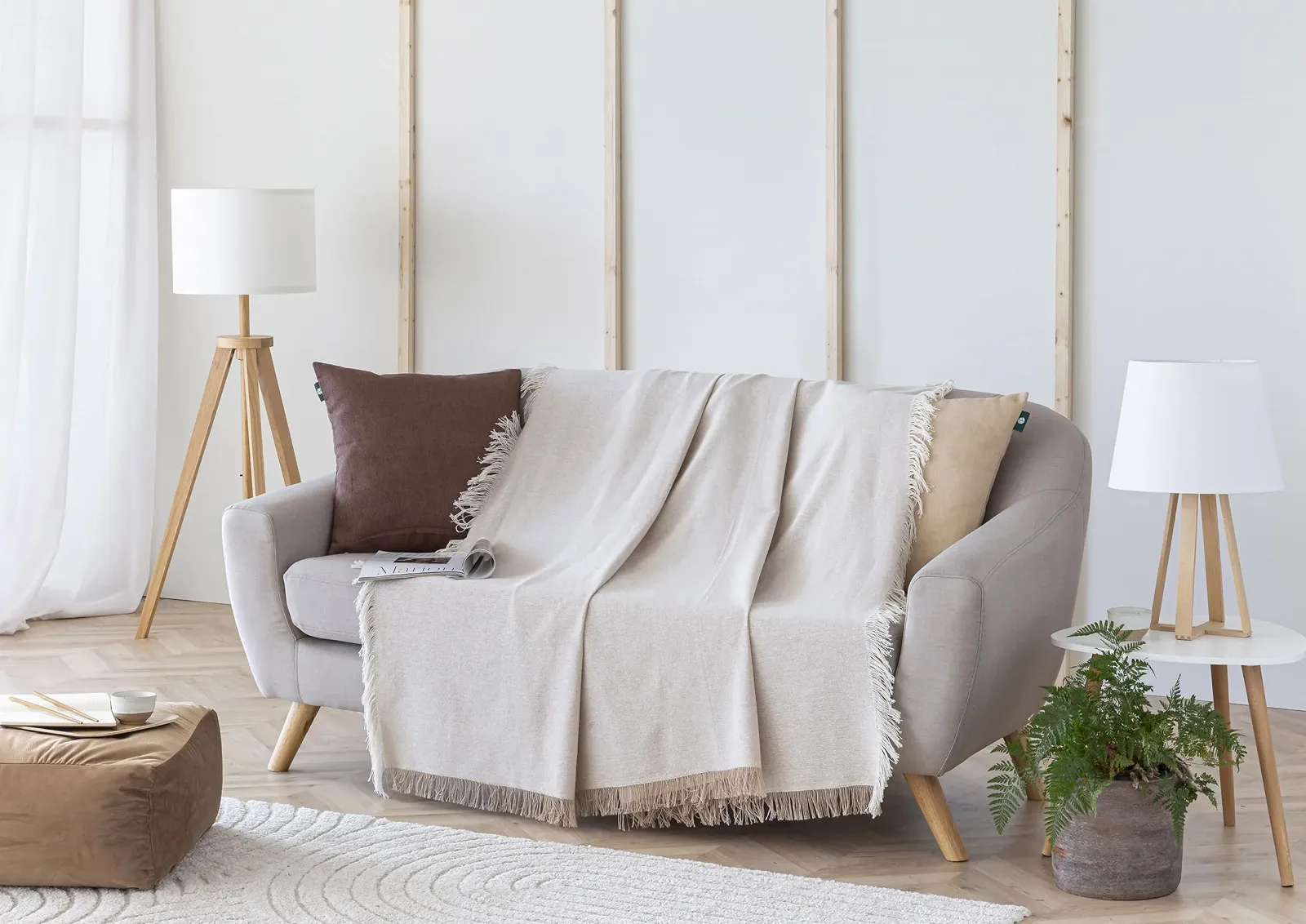 Покрывало для кровати Todocama Многоцелевое Накидка на диван Jarapas Однотонное (180 x 260 см, Песочно-бежевый), фото №6