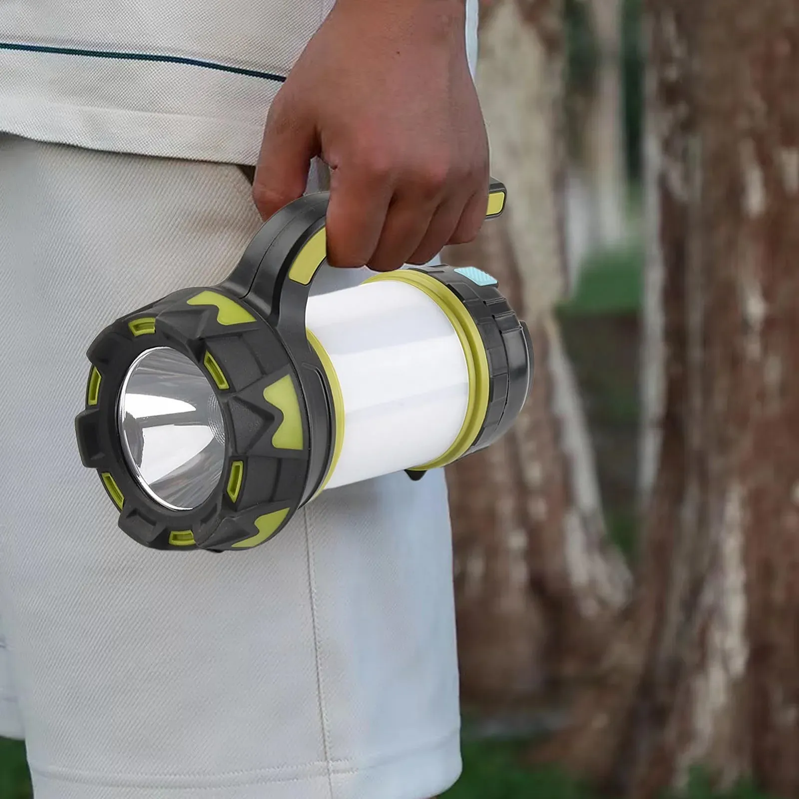 Ручний ліхтар, акумуляторний, з ручкою, 6 режимів освітлення, електричний, для полювання, кемпінгу, активного відпочинку, саду, двору, фото №3