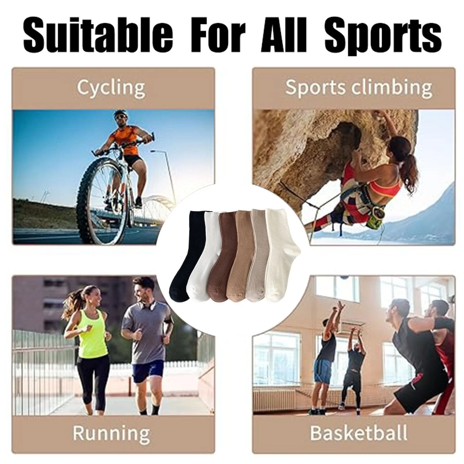 Женские носки (6 пар) для повседневной носки, спортивные, дышащие, белые, фото №6 Женские носки (6 пар) для повседневной носки, спортивные, дышащие, белые, фото №6