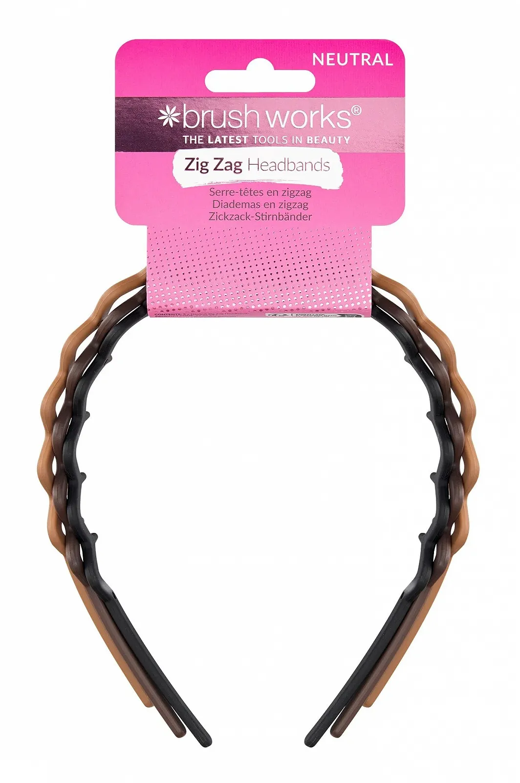Обруч для волосся Brushworks Neutral Zig Zag, набір 3 шт, фото №1 Обруч для волосся Brushworks Neutral Zig Zag, набір 3 шт, фото №1