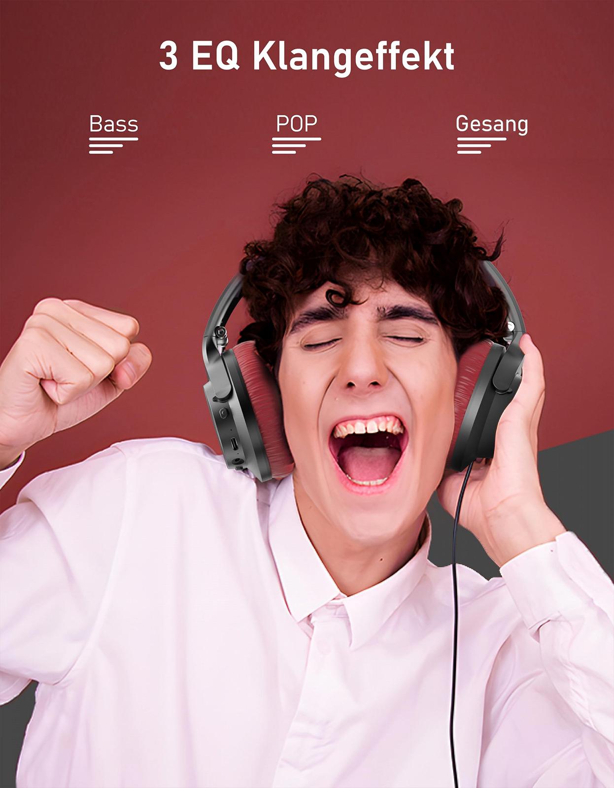 Навушники Lankey Sound Bluetooth Over-Ear 70 годин бездротові з 3 режимами еквалайзера HiFi стерео з вбудованим мікрофоном для мобільних, фото №3