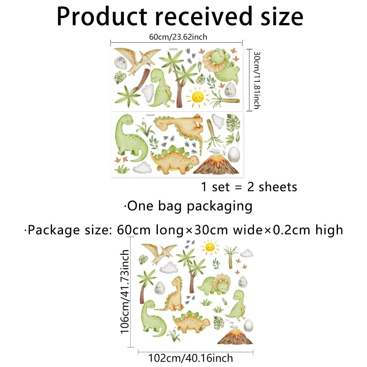 Наклейка на стіну Dinosaur ПВХ 60 x 30 см, фото №5