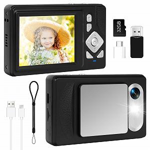 Цифровой Фотоаппарат 4K - 48MP UHD Компактный Цифровой Фотоаппарат с 2.8 Дюймовым LCD Экраном и 18X Цифровым Увеличением Anti-Shake Фотография Видеосъемка с 32GB SD Картой для Детей Студентов Начинающих Подростков Черный - Фото 1
