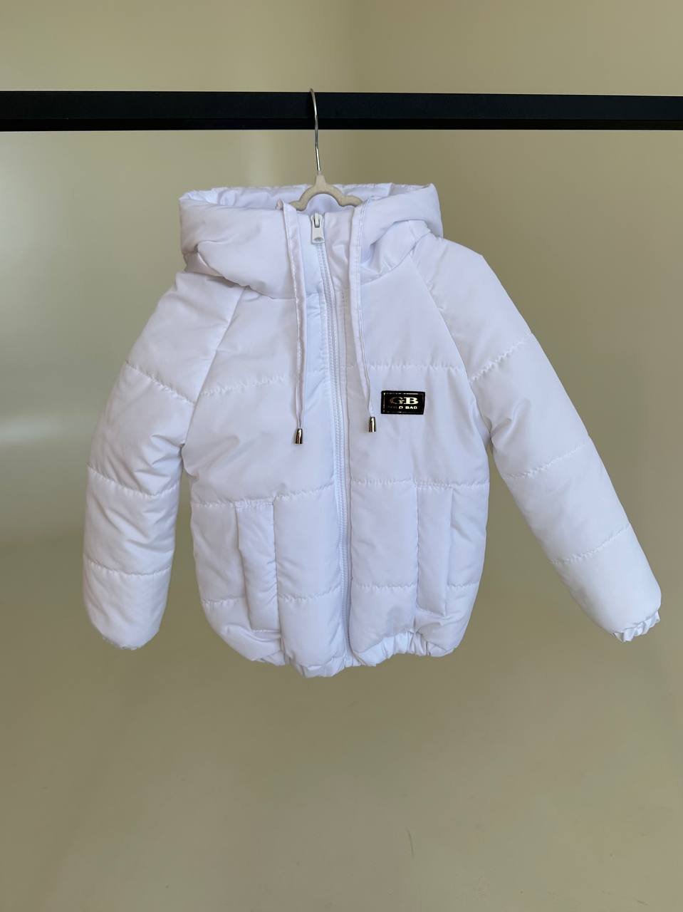 Детская демисезонная куртка с капюшоном, размер от 74 до 158, весна/осень, матовая белая, фото №1