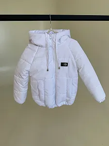 Детская демисезонная куртка с капюшоном, размер от 74 до 158, весна/осень, матовая белая - Фото 1