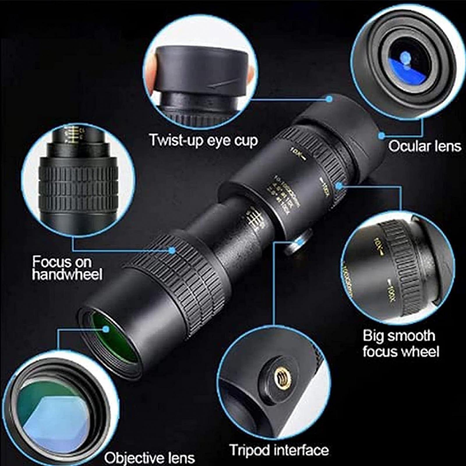 Монокулярный телескоп 4K 10-300x40 мм Водонепроницаемый для взрослых с держателем для смартфона и штативом для наблюдения за птицами походов концертов, фото №5