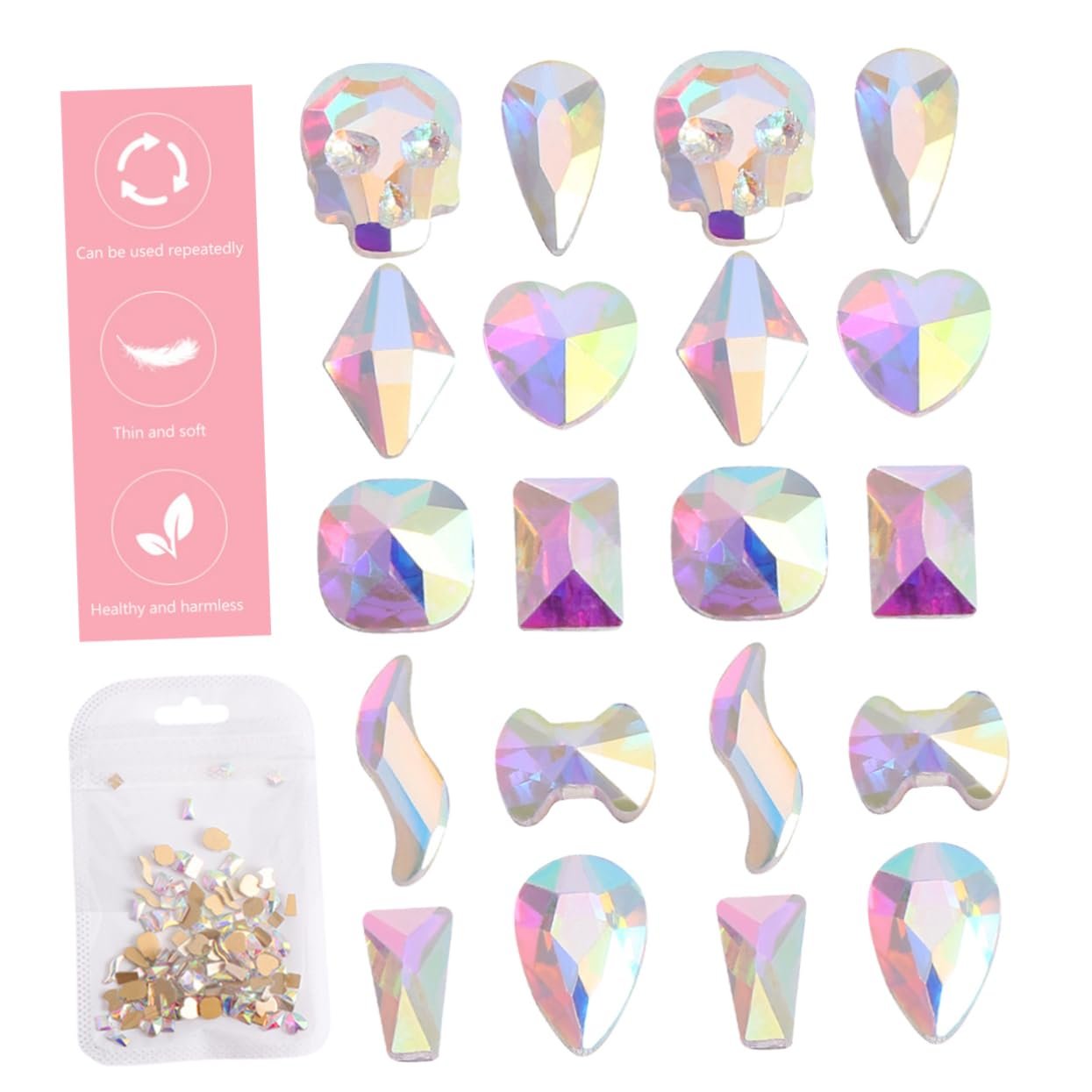 Стразы хрустальные Beavorty 100 шт для дизайна ногтей, смешанные формы, стеклянные подвески для маникюра, DIY аксессуары для ногтей, фото №9