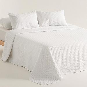 Покривало GAMUSI для ліжка 80/90 см Легке Перехідне Весняне Літнє стьобане 180 x 270 см Біле - Фото 1