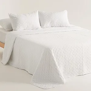 Покрывало GAMUSI для кровати 80/90 см Легкое Переходное Весеннее Летнее стеганое 180 x 270 см Белое - Фото 1