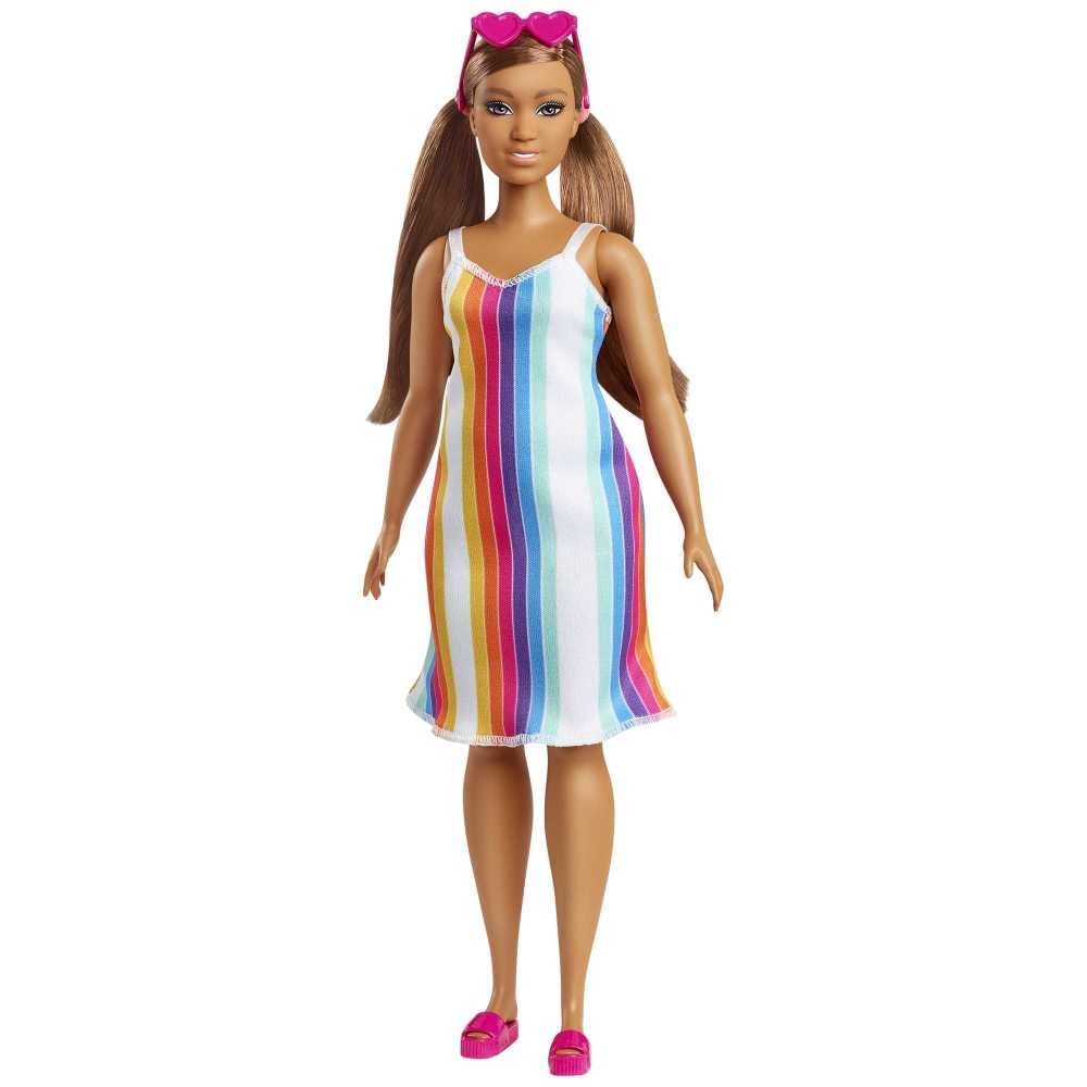 Кукла Barbie GRB38 Loves the Ocean (прибл. 30 см, фигуристая, брюнетка) радужное платье, фото №1
