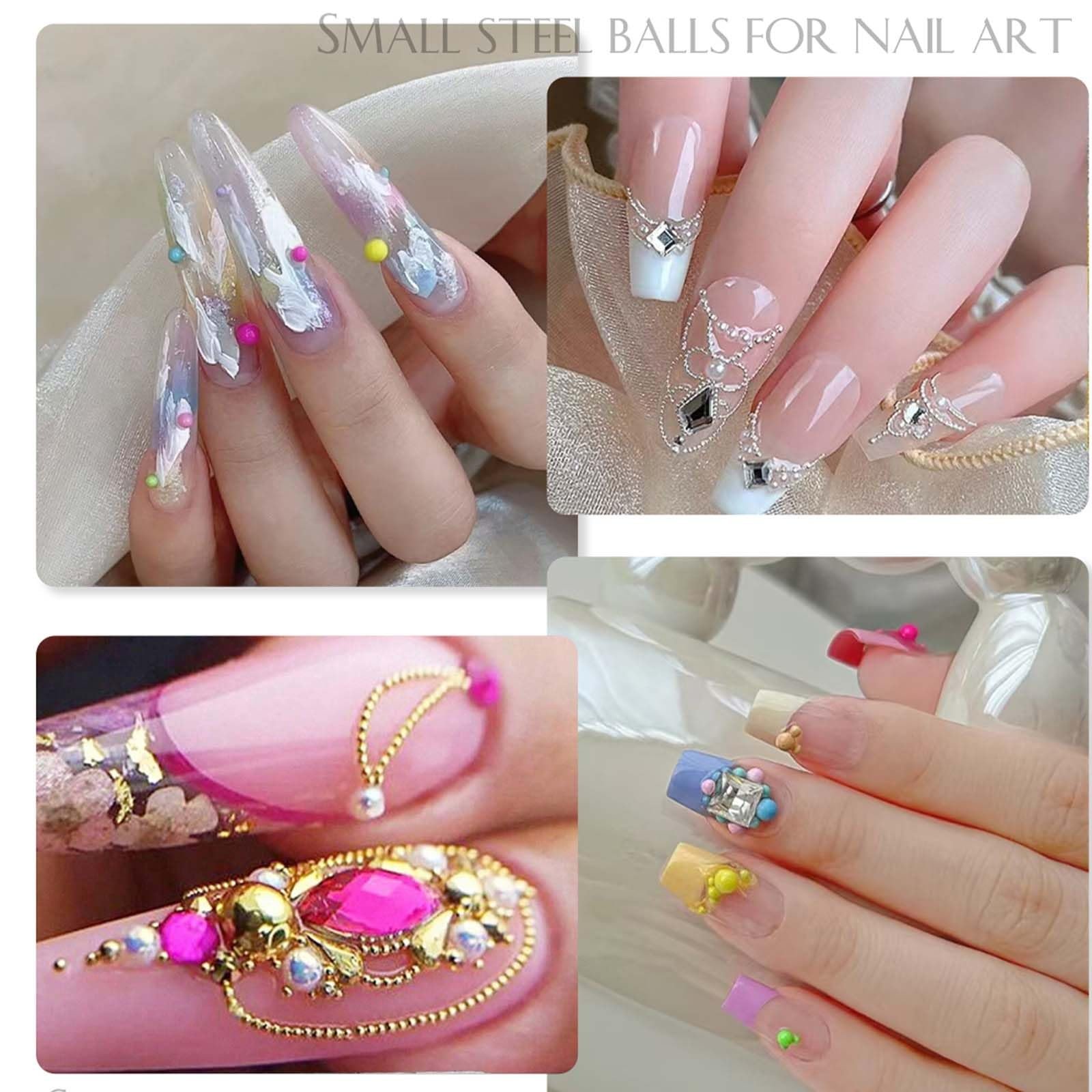 Микро бисер для ногтей Икра, Золотая Серебряная Мини Икра Стразы с пинцетом, Бисер Икра для ногтей, Золотые Серебряные Стальные шарики Ювелирные изделия для ногтей для DIY Craft, фото №4