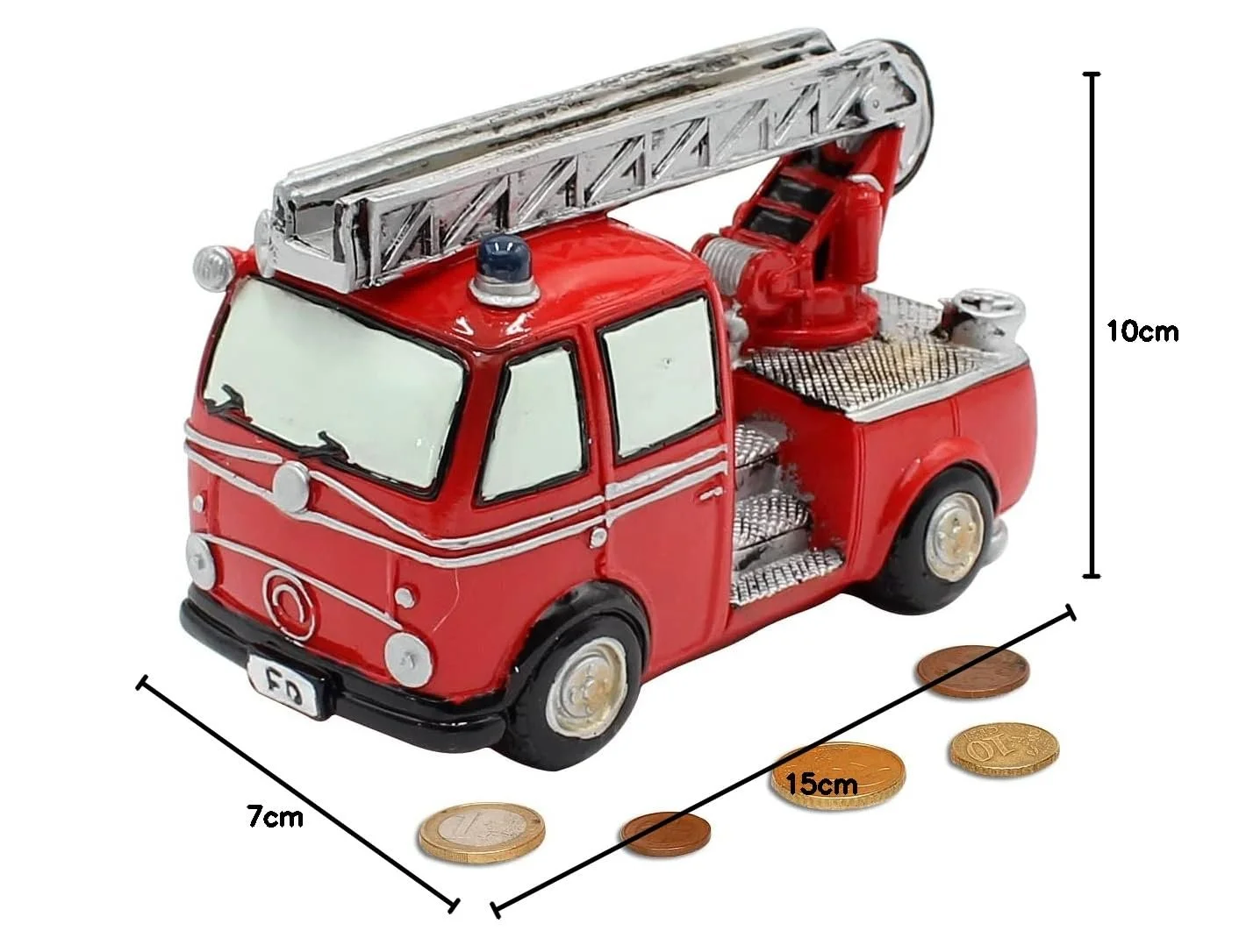 Скарбничка Dekohelden24 Пожежна машина Полірезин Червона 15 x 7 x 10 см, фото №10