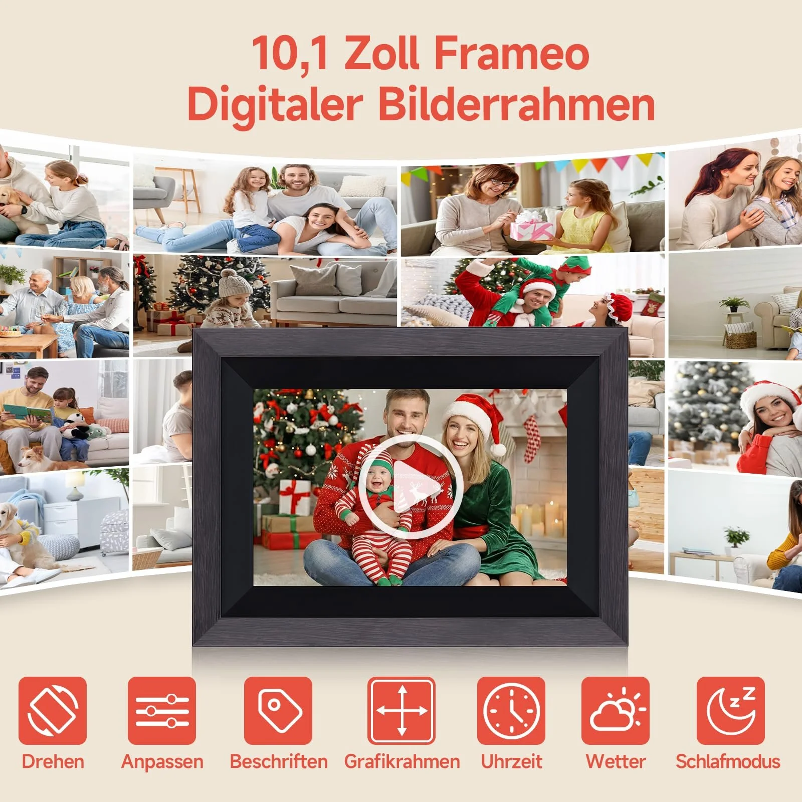 Цифровая фоторамка Rollei Smart Frame WiFi 105 10.1 дюйма 1920 x 1200 Touch 32GB Wood Black, фото №2 Цифровая фоторамка Rollei Smart Frame WiFi 105 10.1 дюйма 1920 x 1200 Touch 32GB Wood Black, фото №2