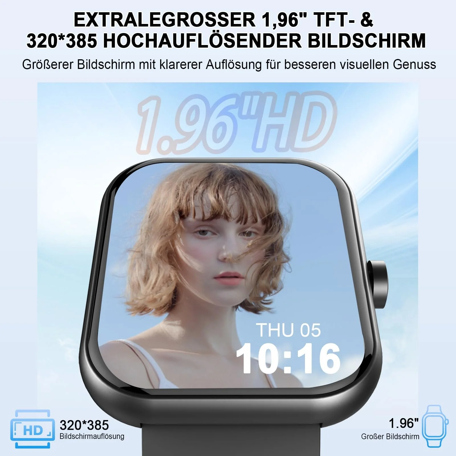 Смарт-часы Мужские Женские 1.96 Дюйма HD Сенсорный с Функцией Телефона, Смарт Часы Фитнес Трекер с Монитором Сердечного Ритма, Монитором Сна, Шагомером, 113+ Спортивными Режимами, IP68 Водонепроницаемые, фото №5
