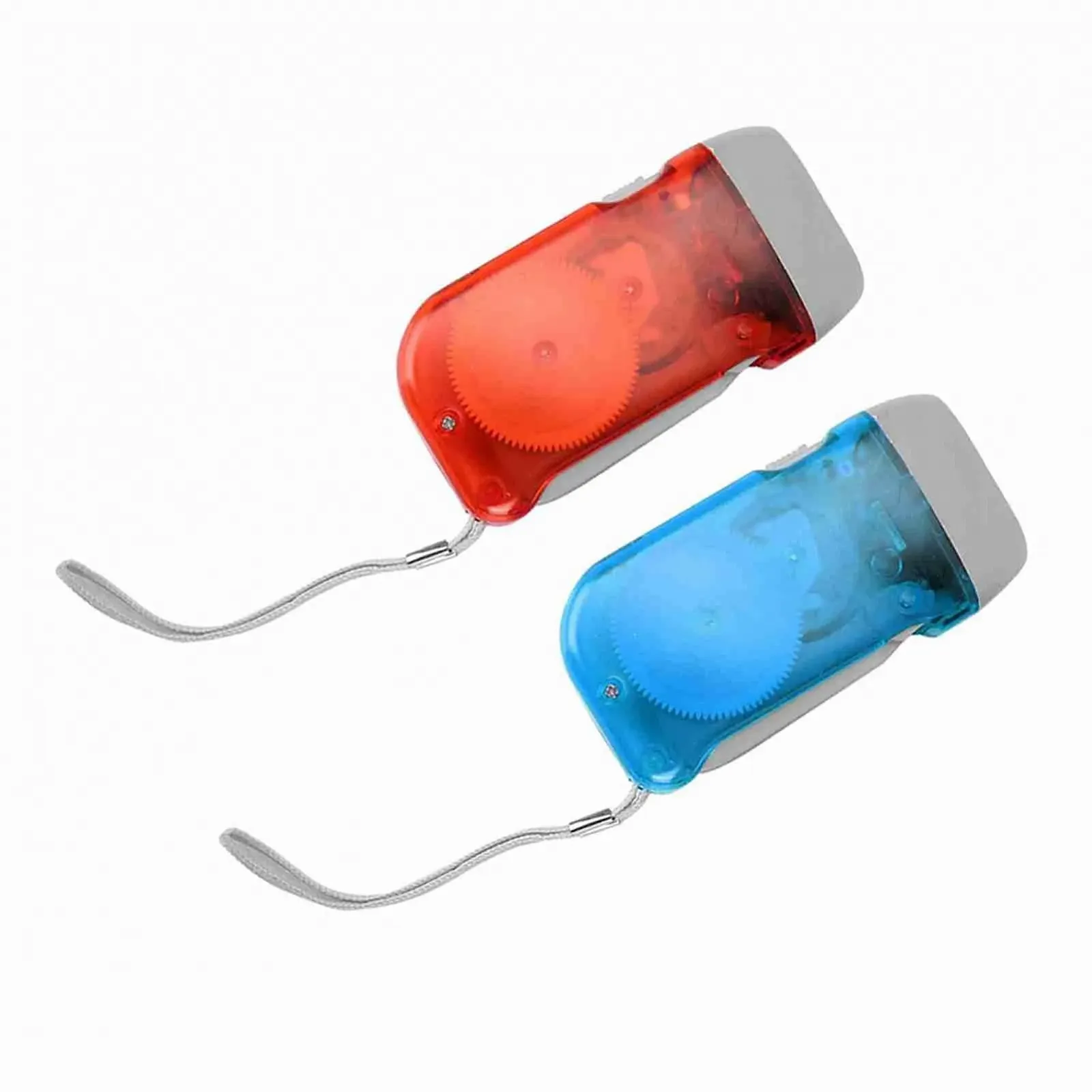 Ручной светодиодный фонарик с питанием от динамо-машины Мини, красный с синим, фото №8