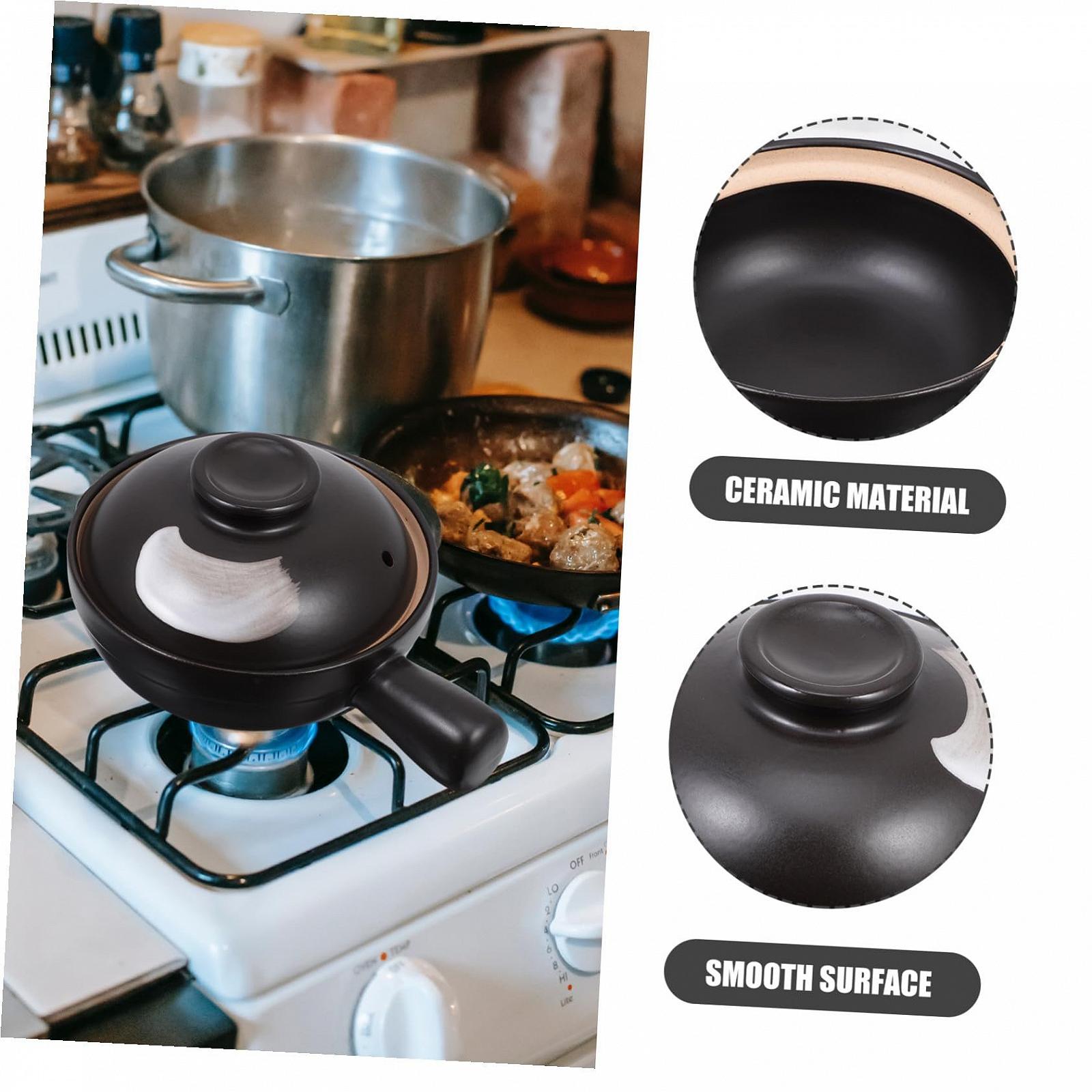 Керамическая кастрюля для тушения TOYANDONA традиционная маленькая с ручкой термостойкая для рагу и супов, фото №8