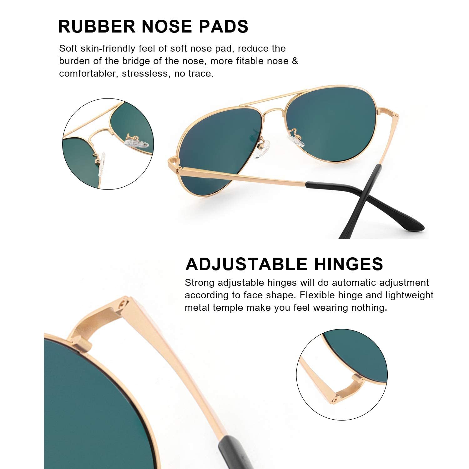 Авіатори SODQW Жіночі Сонцезахисні окуляри Дзеркальні Поляризовані Металева оправа, фото №7