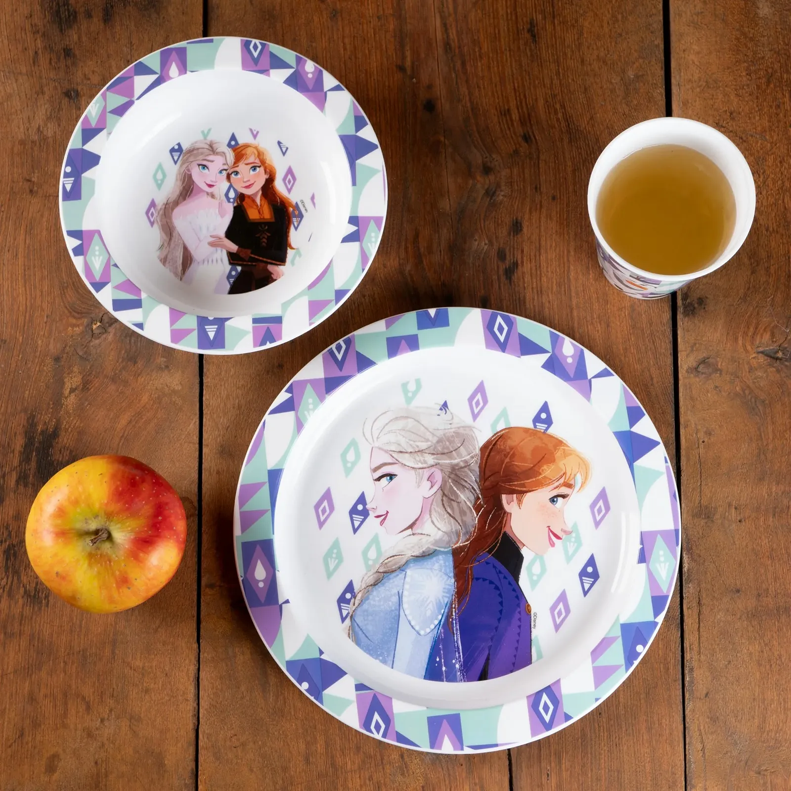 Набор для завтрака Frozen 3 предмета PP (полипропилен): тарелка, миска и чашка, в рукаве, фиолетовый, фото №6