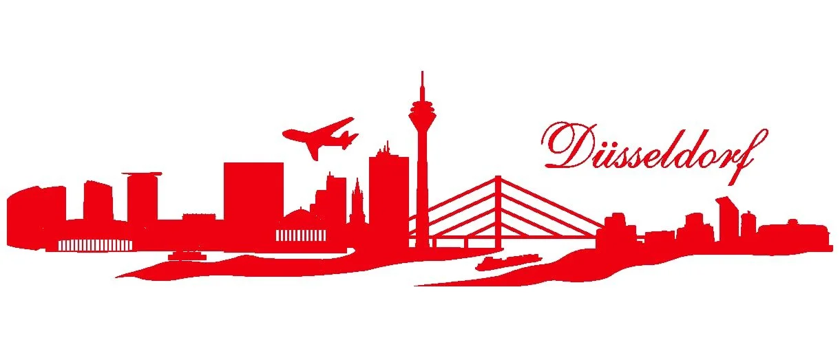 Наклейка на стену Samunshi Düsseldorf Skyline 120 x 31 см Светло-красная, фото №1