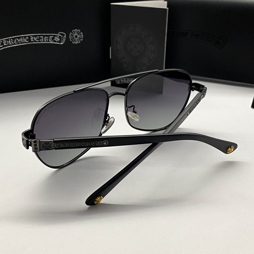Мужские солнцезащитные очки черные Chrome Hearts Polarized, фото №5