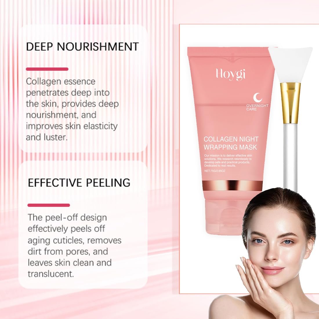 Ночная маска для лица с коллагеном, упаковка 2 шт., органическая маска для лица с коллагеном, ночная маска-пленка с коллагеном, эластичность и увлажнение, фото №4
