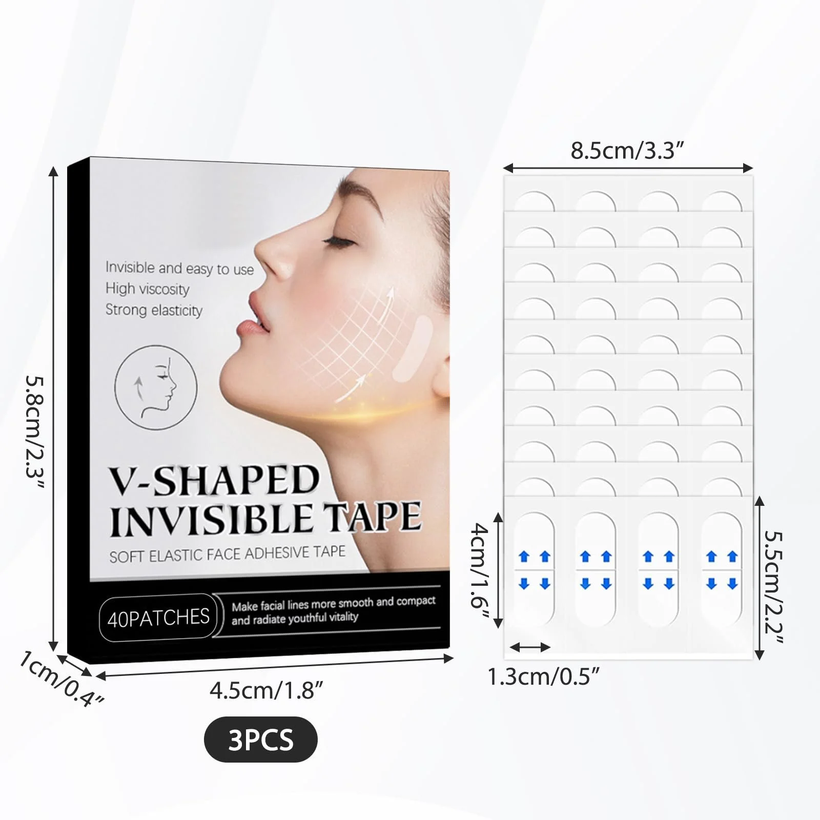 Стрічки для обличчя (120 шт.) для підтяжки обличчя, для запобігання зморшкам, фото №7 Стрічки для обличчя (120 шт.) для підтяжки обличчя, для запобігання зморшкам, фото №7
