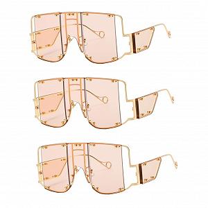 Солнцезащитные очки Retro PACKOVE Квадратные Rehanna Steampunk Набор из 3 штук - Фото 1