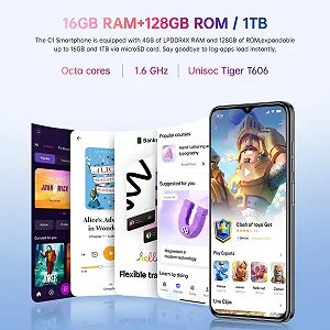 Смартфон OUKITEL C1 Android 15 16GB + 128GB 6.52 дюйма Черный synthetic.ua - Фото 1