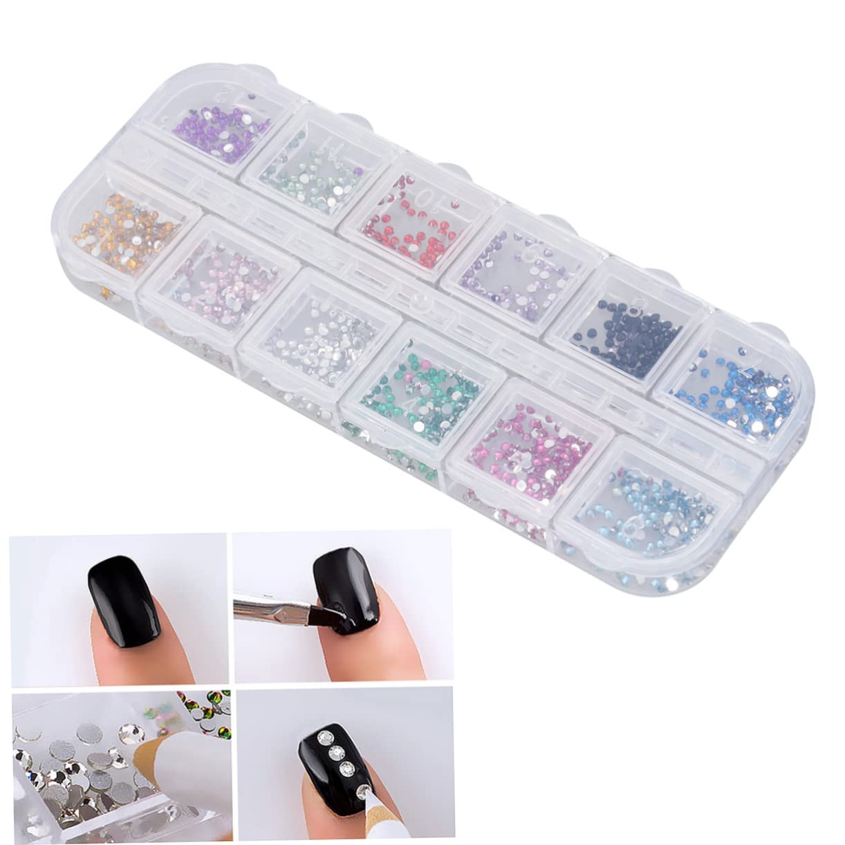 Блискітки для нігтів FRCOLOR кольорові прикраси для нігтів, прозора контейнерна упаковка, фото №7