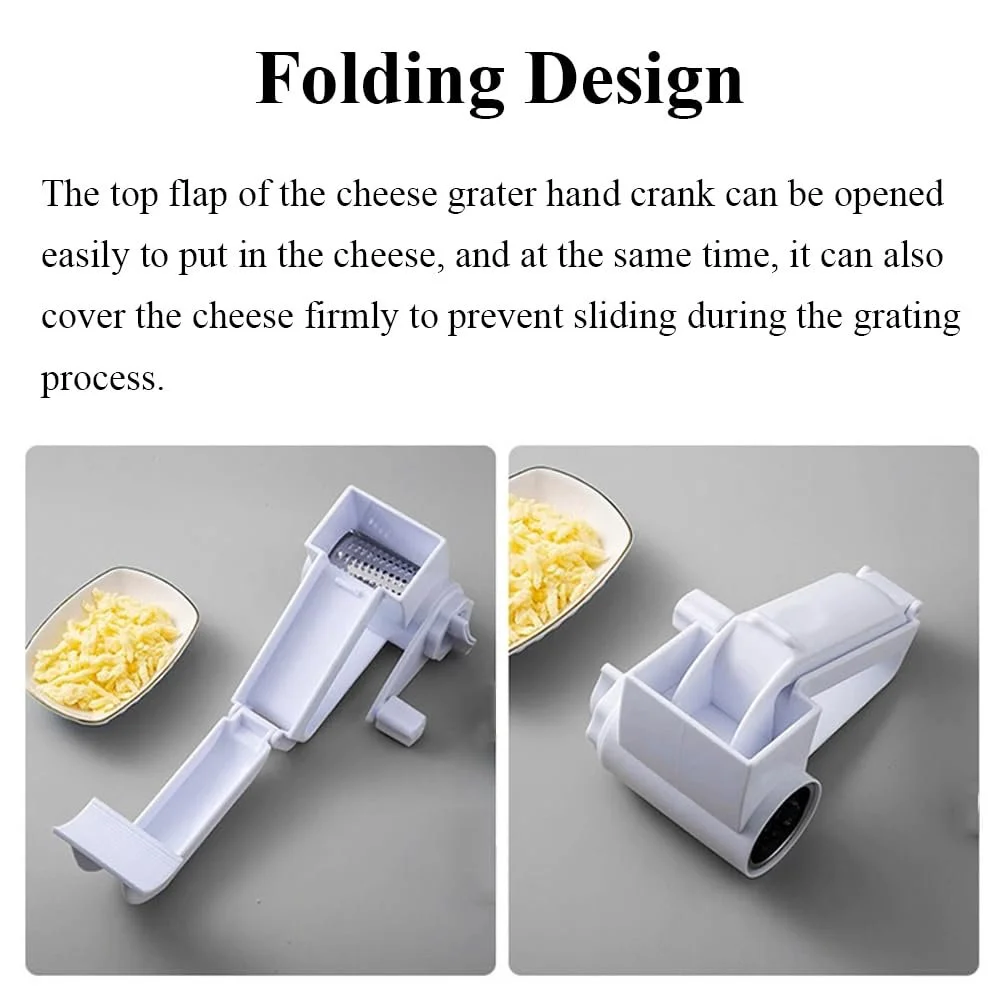 Ручна сирна терка з обертовою ручкою, багатофункціональна кухонна для пармезану, горіхів, шоколаду, часнику, 4 шт., фото №3