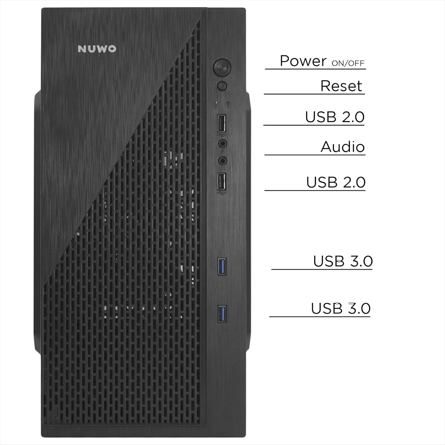 Корпус NUWO Leshi L703 / БЖ Nuwo 240W / Micro-ATX / 2xUSB 3.0 / 2xUSB 2.0 / Card Reader / Чорний, фото №2