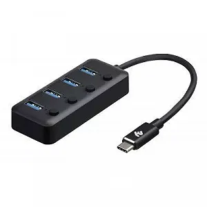 Концентратор 2E Type-C to 4xUSB3.0, with switch, 0.25 м (2E-W1406) - Фото 1