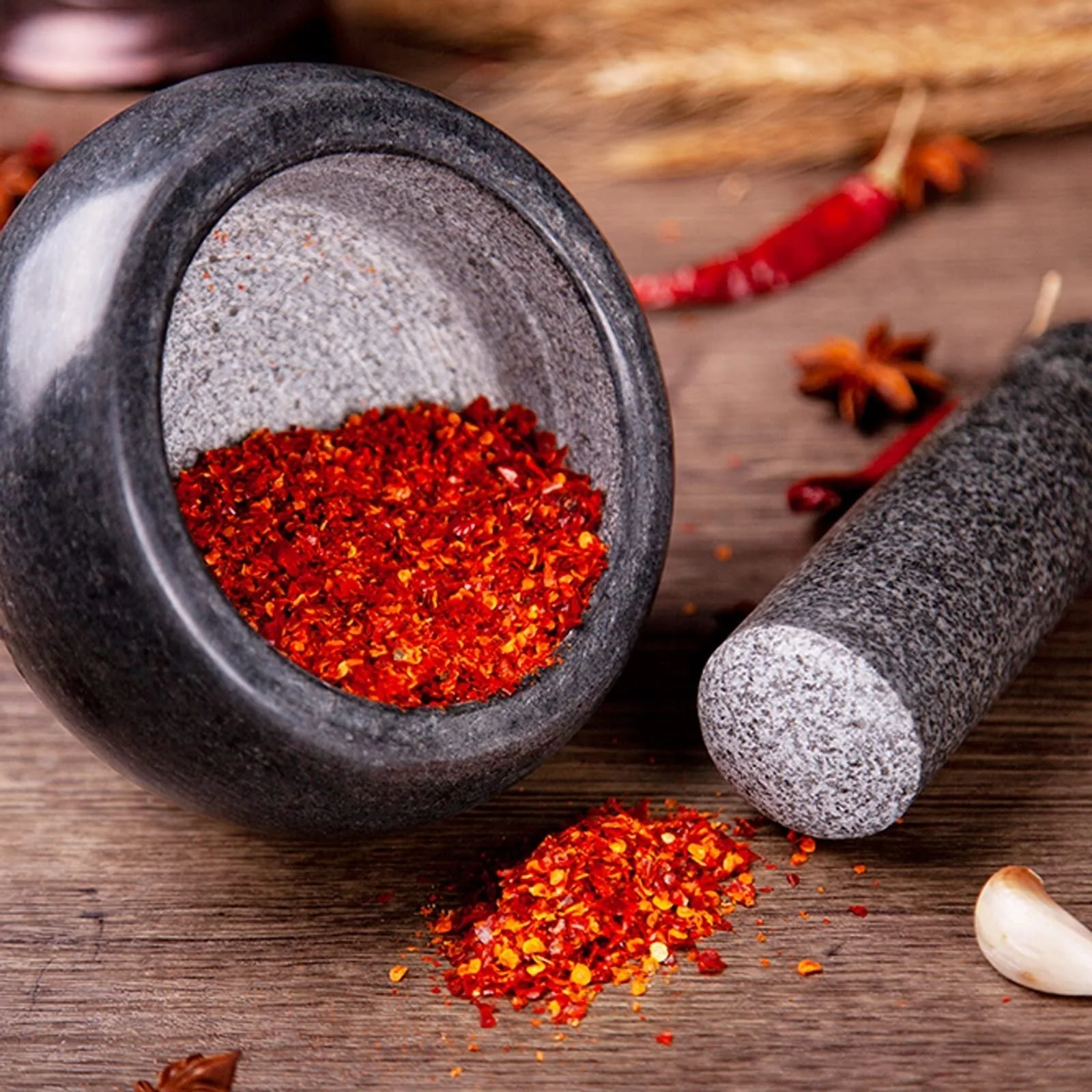 Ступка с пестиком из натурального камня, большая, фото №3