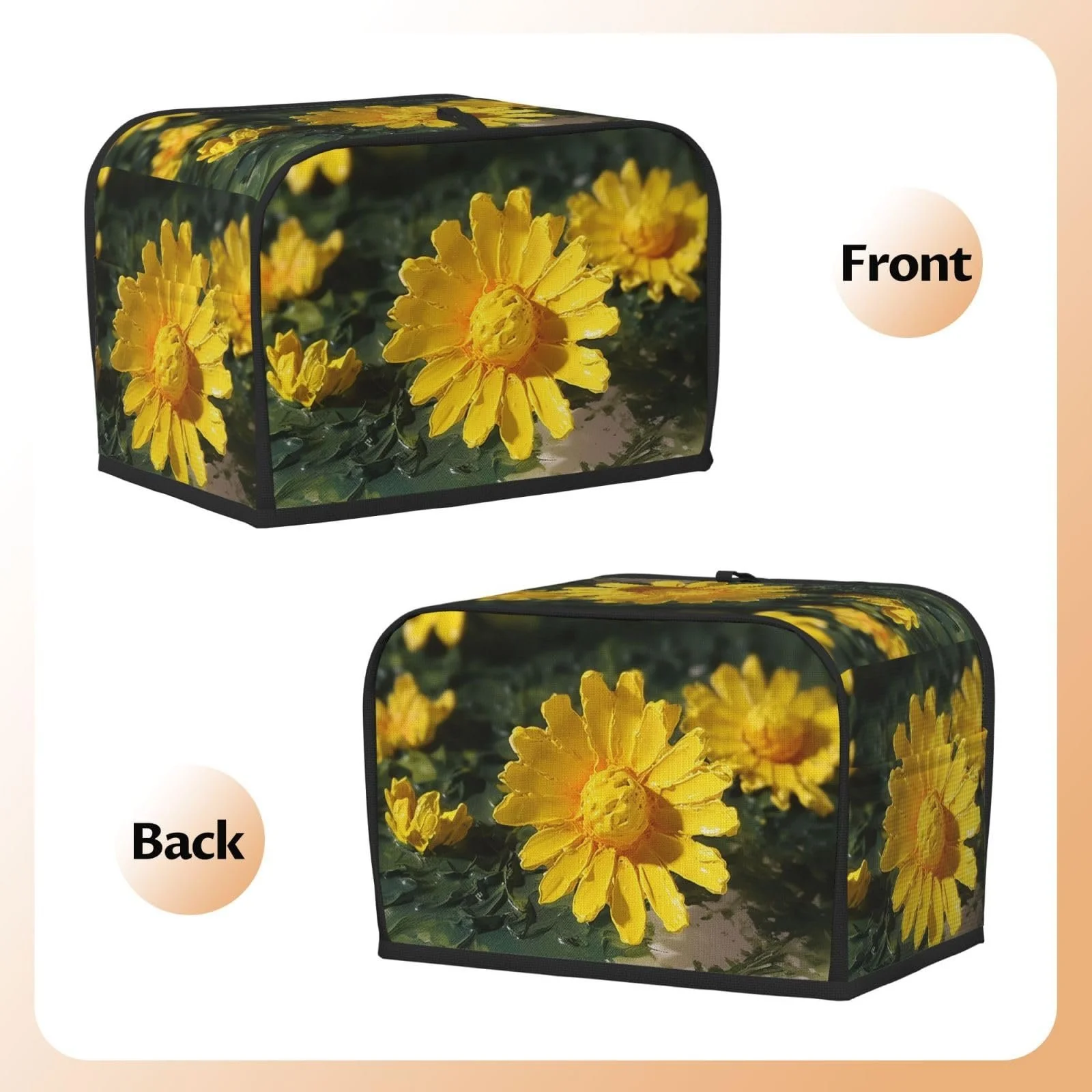 Чехол для тостера на 2 ломтика с двумя карманами для ножей Желтые цветы, фото №6 Чехол для тостера на 2 ломтика с двумя карманами для ножей Желтые цветы, фото №6