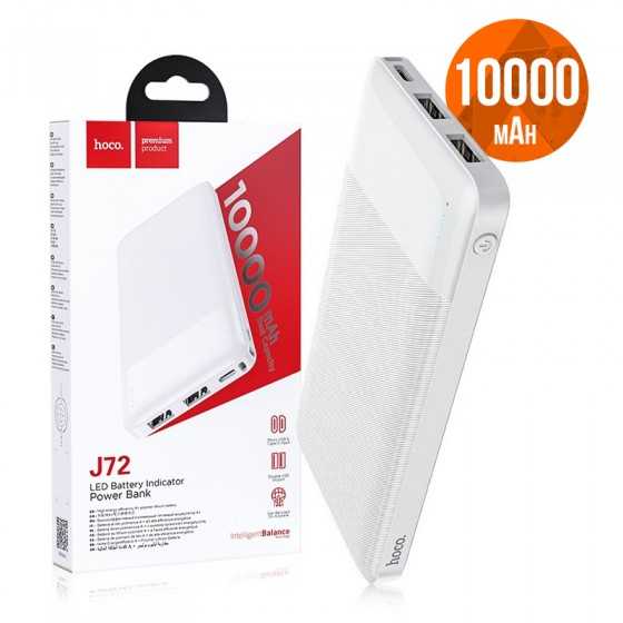 Повербанк Hoco J72 Easy travel 10000 mAh Out 2USB 5V/2A In Type-C micro-USB с LED индикатором Белый, фото №4