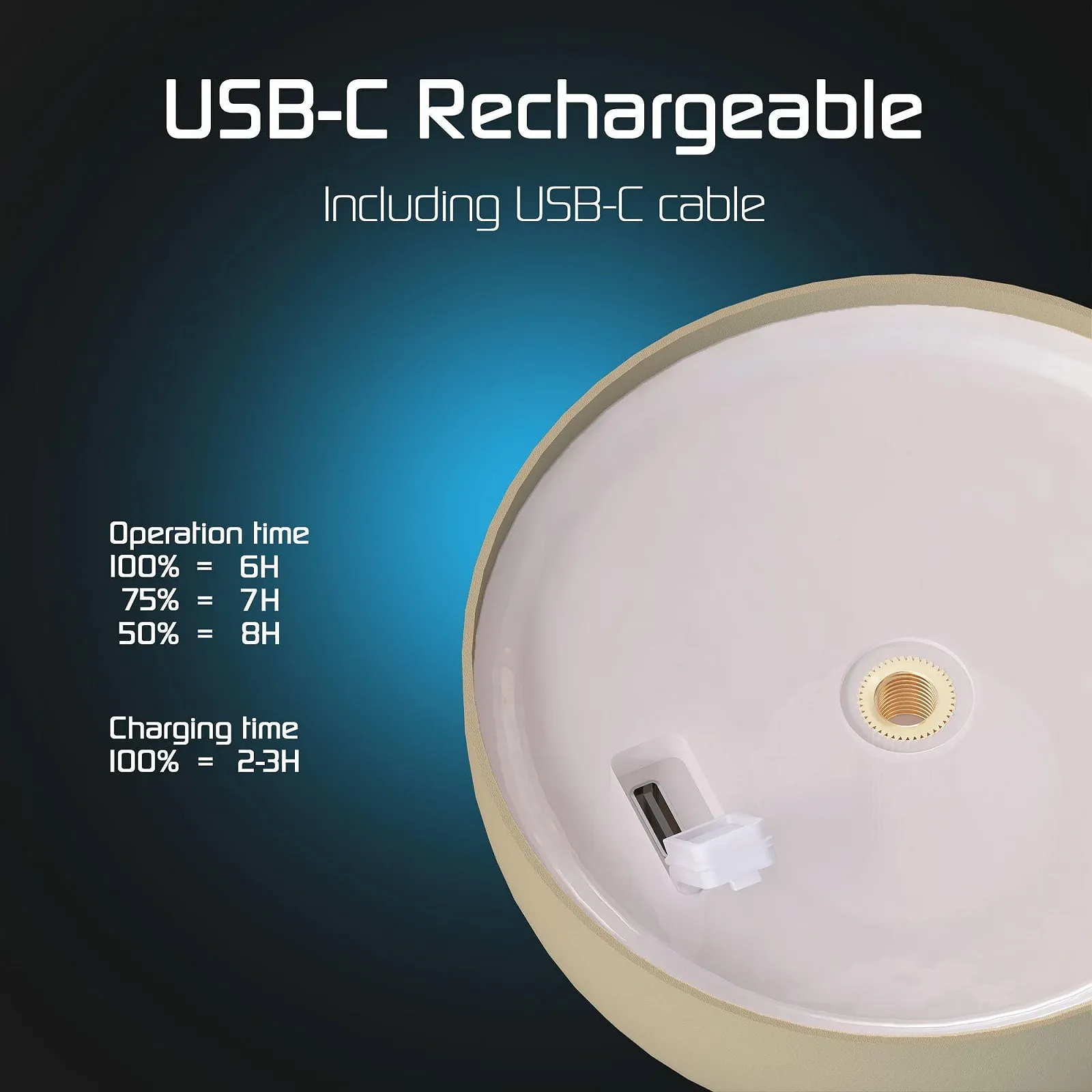 Настільна лампа Ledvion Vita світлодіодна акумуляторна 110 лм IP54 бежева, фото №6