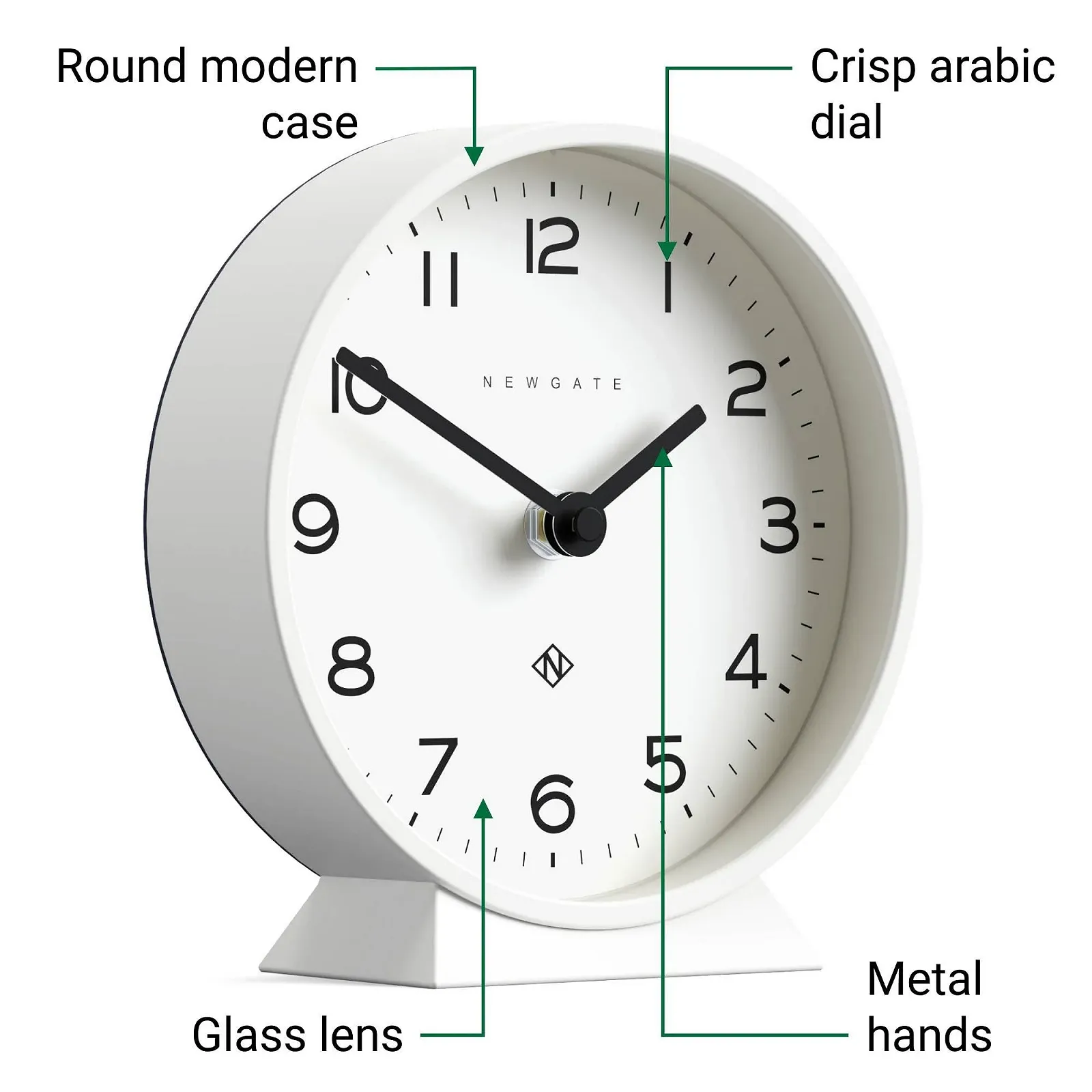 Настільний годинник NEWGATE M Mantel Echo | Сучасний круглий дизайн | Білий | Легко читабельні цифри, фото №6