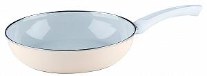 Сковорода Riess Nouvelle-Avorio Top 3000 Эмалированная Диаметр-28 см Молочно-коричневая - Фото 1
