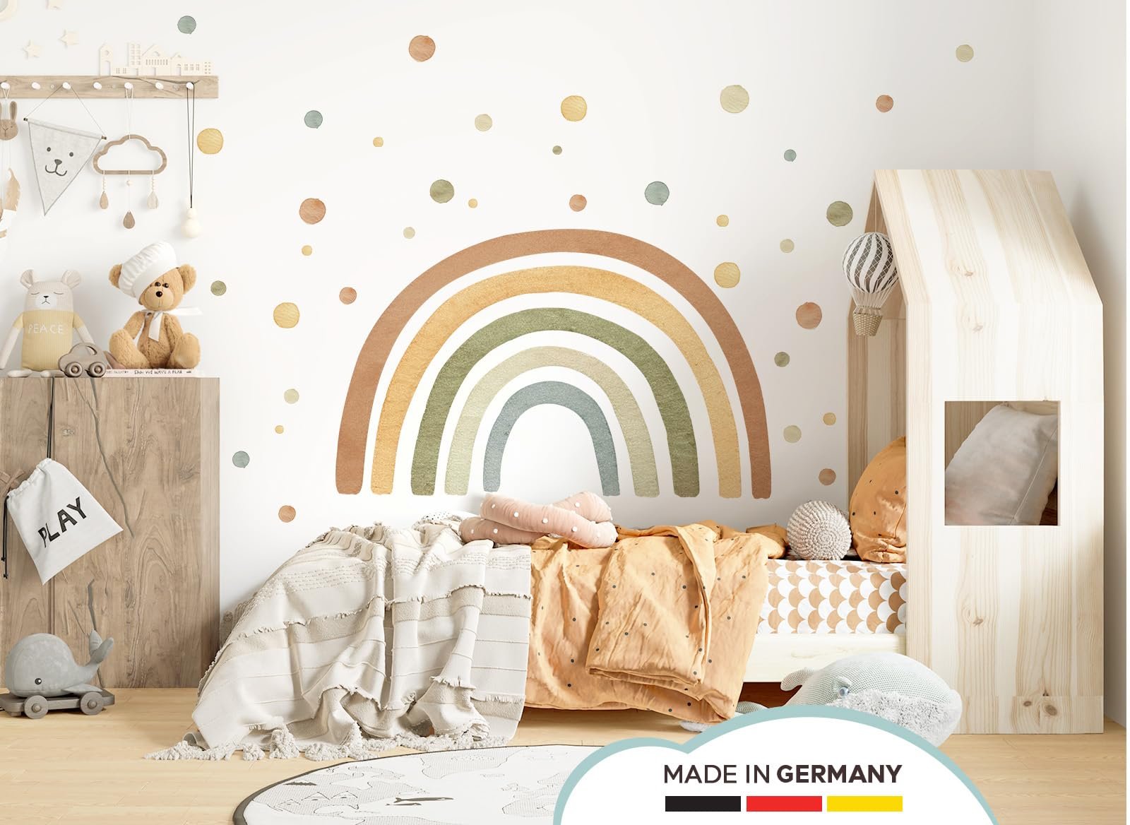 Наклейка на стену Little Deco DL5004 XL Радуга с точками Зеленый Желтый Синий, фото №2