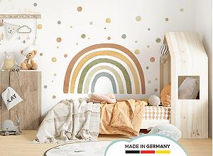 Наклейка на стену Little Deco DL5004 XL Радуга с точками Зеленый Желтый Синий synthetic.ua - Фото 1