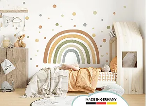 Наклейка на стіну Little Deco DL5004 XL Веселка з крапками Зелений Жовтий Синій synthetic.ua - Фото 1