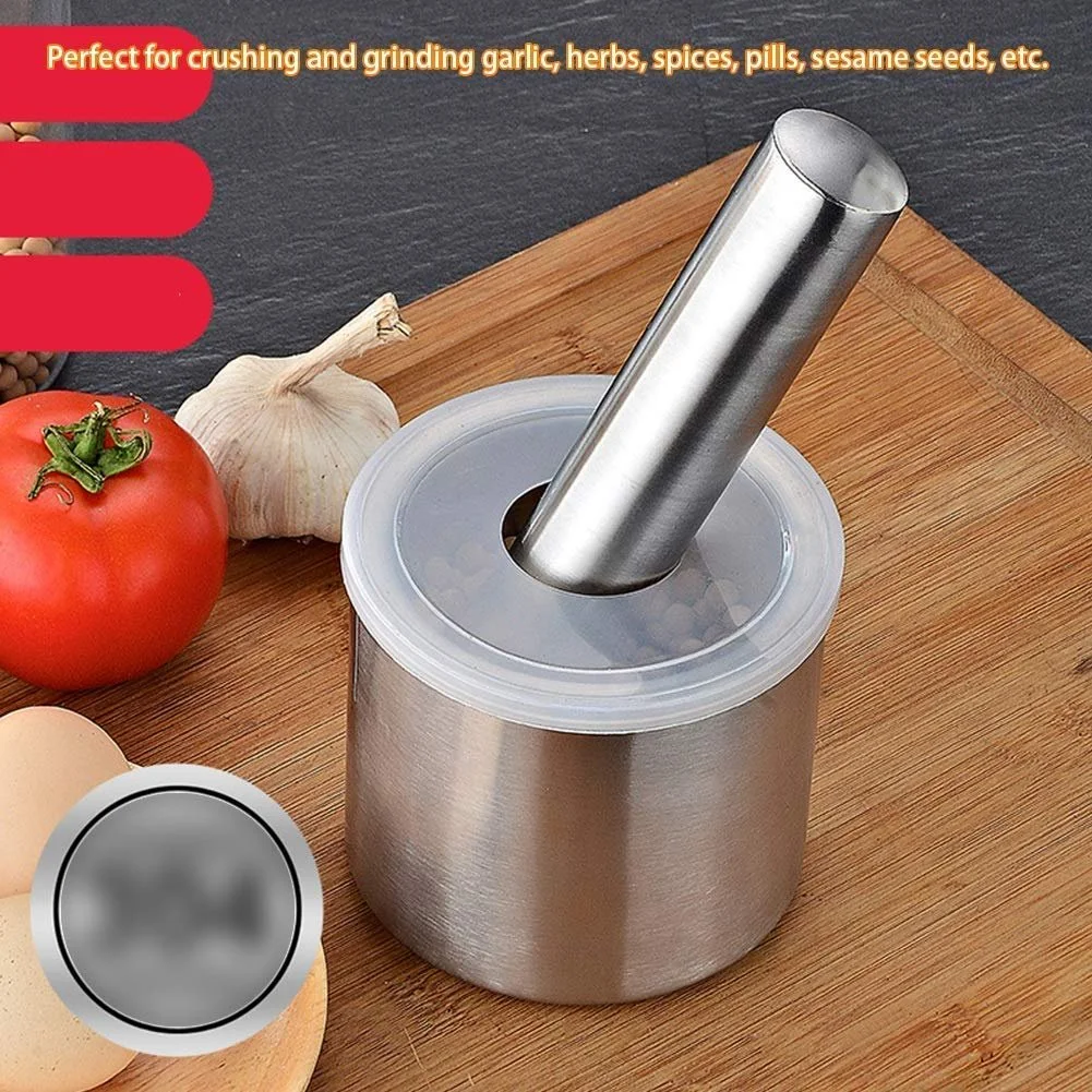Млин Спецій Ручний Набір для подрібнення часнику з товкачем і ступкою Контейнер Нержавіюча сталь, фото №6